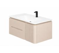 Otitec Meuble Salle de Bain Suspendu avec Plan Vasque 100 x 47 x 52 cm - Beige Cachemire - CYLIA