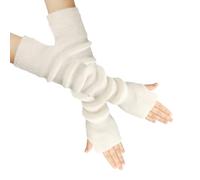 OTKARXUS 1 paire de mitaines tricotées avec trou pour le pouce, chauffe-poignets chauds à manches longues/courtes pour femmes et filles, Long blanc., taille unique