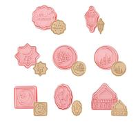 OTKARXUS Lot de 8 emporte-pièces pour le Ramadan - Mosquée - Lune - Lanterne Eid Mubarak - Pour bricolage de gâteaux, fondant, décoration de fête (motif A)