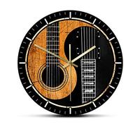OTKU 30cm Horlog Mural Yin Yang Guitare Basse Imprimé Horloge Acoustique Guitare Silencieux Non-Ticking Wall Watch Music Studio Décor Musicien Guitariste Cadeau