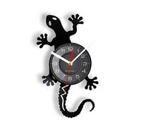 OTKU 30cm Horloge Disque Vinyle Antique Nature Art zoologie lézard Horloge Murale Safari Gecko Disque Vinyle Horloge Murale Silhouette Faune Animal icône Horloge Vintage