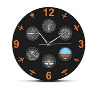 OTKU 30cm Horloge Silencieuse Instrument de vol avec Avions Militaires Moderne Horloge Murale aviateur décoration Murale Art Mural Silencieux Montre Avion Amants Pilote Cadeau