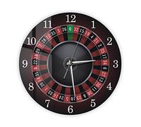OTKU 30cm Horloge Silencieuse Russe Platine Jeu Impression Mur Horloge Casino Décor pour Homme Cave Roulette Gamble Las Vegas Jeu Mur Montre Gambler Cadeau