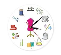 OTKU 30cm Pendule Murale Silencieuse Atelier de Couture et couturière Couturière Horloge Murale Moderne Personnaliser l’étiquette Signe de Couture Horloge Murale Personnaliser avec nom