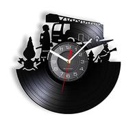 OTKU Pendule Murale Silencieuse 30cm Horloge de Pompiers Camion de Pompier Disque Vinyle Vintage Horloge Murale Camion de Lutte Contre l'incendie Horloge de Temps Vintage Pompier Pompier décor Mural