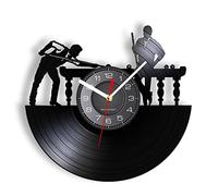 OTKU Pendule Murale Silencieuse 30cm Panneau Mural de Joueur de Billard, Horloge Murale personnalisée, décor de Salle de Billard Unique, Disque Vinyle, Cadeau de Grotte pour Homme