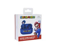 OTL Technologies Ecouteurs sans Fil Bluetooth V5.0 pour Super Mario avec boîtier de Chargement Bleu.