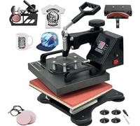 otmechl Presse de transfert à chaleur 30 x 25 cm Presse textile 5 en 1 T-shirt Heat Press Pivotant à 360 ° DIY Multifonction Machine à sublimation Presse à chaud avec double affichage numérique