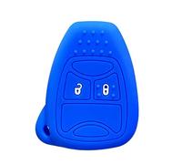 OTMIK Coque de e voiture en silicone pour Jeep Commander Grand Cherokee Liberty Wrangler Compass Patriot 2 boutons Bleu