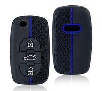 OTMIK Étui en Silicone pour clé de Voiture Compatible avec Audi A1 A2 A3 A4 A6 A8 Q5 Q7 TT 3 Boutons Accessoires pour Coques de clés (Bleu Ligne)