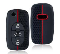 OTMIK Étui en Silicone pour clé de Voiture Compatible avec Audi A1 A2 A3 A4 A6 A8 Q5 Q7 TT 3 Boutons Accessoires pour Coques de clés (Rouge Ligne)