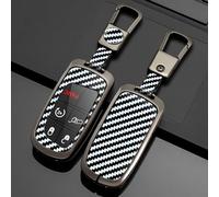 OTMIK Étuis pour clés de Voiture en Alliage de Zinc et Fibre de Carbone pour Jeep Renegade Compass Grand Cherokee pour Chrysler 300C Wrangler Dodge Accessoires pour Porte Clés (Blanc)