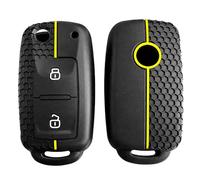 OTMIK Housse de e Voiture en Silicone pour VW T5 Polo Passat Volkswagen Golf 4 5 6 Caravelle Skoda Fabia Octavia Ligier JS Seat Toledo Coquille de ccessoires (Ligne Jaune)
