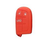 OTMIK Housse en Silicone pour clé de Voiture Compatible avec la Jeep Grand Cherokee Renegade Compass Commander Dodge Journey Challenger Charger Chrysler 300C Key Shell Accessories (Rouge)