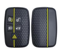 OTMIK Housse Silicone pour Clé de Voiture pour Land Rover Range Rover Sport Evoque Freelander Velar Discovery 4 Jaguar XE XJ XF Guitar Accessoires pour Coques de clés (Ligne Jaune)