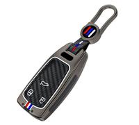 OTMIK Porte clés de voiture en alliage de zinc et fibre de carbone avec étui en silicone Convient à l'Audi A4 B9 A5 A6 8S 8W Q5 Q7 4M S4 S5 S7 TT TTS TFSI RS Porte clés Accessoires (Mat)