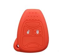 OTMIK Silicone pour e Voiture étui pour Jeep Commander Grand Cherokee Liberty Wrangler Compass Patriot 2 Boutons Accessoires pour Coquille de Clé (Rouge)