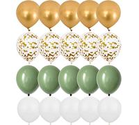 OTMVicor Ballons dorés métallisés - 20 ballons confettis vert sauge et blanc, 30,5 cm