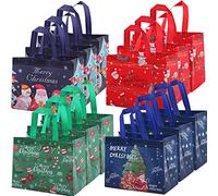 OTMVicor Lot de 12 sacs fourre-tout de Noël, sacs cadeaux réutilisables avec poignées, sacs étanches pour friandises de Noël