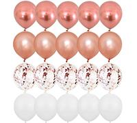 OTMVicor Lot de 20 ballons or rose métallisé et blanc, confettis de 30,5 cm pour fête