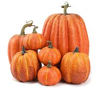 OTMVicor Lot de 7 citrouilles artificielles, décoration d'automne pour Thanksgiving, Halloween, Noël