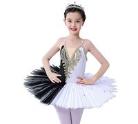 OTMYIGO Fille Ballet Tutu Jupe Robe de Ballet Enfants lac des cygnes Costume Fille Professionnel Ballet lac des cygnes Robe,Black and White,170