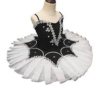 OTMYIGO Fille Professionnelle Swan Lake Costumes Ballet Strass Camisole Cygne Ballet Tutu Jupe Dur Organdi Plateau Performance Justaucorps Jupe,Noir,L