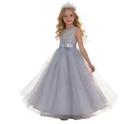 OTMYIGO ,Gris,120cm, Robe de Bal en Tulle Style Princesse pour Concours de beauté, idéale pour Une soirée d'anniversaire ou Un Cocktail. Parfaite pour Une Jeune Fille