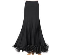 OTMYIGO Noir,XXL,Jupe Longue de Danse pour Femmes, Tenue de Concours de Valse Standard Moderne, Danse du Ventre, Jupes de Spectacle de Tango Latin