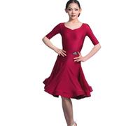 OTMYIGO Robe de danse latine à manches courtes pour filles - Vêtements de salsa - Robe de danse latine Cha Cha Samba Rumba Tango - A - 130