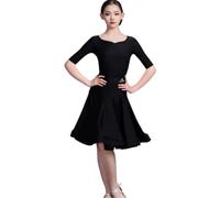 OTMYIGO Robe de danse latine à manches courtes pour filles - Vêtements de salsa - Robe de danse latine Cha Cha Samba Rumba Tango - C, 120