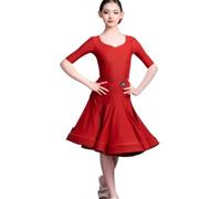 OTMYIGO Robe de danse latine à manches courtes pour filles - Vêtements de salsa - Robe de danse latine Cha Cha Samba Rumba Tango - R 150