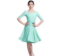OTMYIGO Robe de danse latine à manches courtes pour filles - Vêtements de salsa - Robe de danse latine - Cha Cha Samba Rumba Tango - H,130