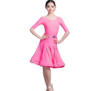 OTMYIGO Robe de danse latine à manches courtes pour filles - Vêtements de salsa - Robe de danse latine Cha Cha Samba Rumba Tango - E - 160