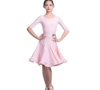OTMYIGO Robe de danse latine à manches courtes pour filles - Vêtements de salsa - Robe de danse latine Cha Cha Samba Rumba Tango - K - 120