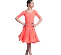 OTMYIGO Robe de danse latine à manches courtes pour filles - Vêtements de salsa - Robe de danse latine Cha Cha Samba Rumba Tango - B, 110
