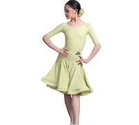 OTMYIGO Robe de danse latine à manches courtes pour filles - Vêtements de salsa - Robe de danse latine Cha Cha Samba Rumba Tango - D - 170