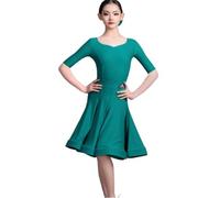 OTMYIGO Robe de danse latine à manches courtes pour filles - Vêtements de salsa - Robe de danse latine Cha Cha Samba Rumba Tango - F - 150