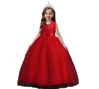 OTMYIGO ,Rouge,140cm, Robe de Bal en Tulle Style Princesse pour Concours de beauté, idéale pour Une soirée d'anniversaire ou Un Cocktail. Parfaite pour Une Jeune Fille