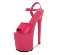 OTMYIGO Sandales à Talons Hauts et Plateforme pour Femmes, avec Talon Aiguille et Boucle à la Cheville, pour Pole Dance discothèque défilé de Mode,Rose Red,35 EU