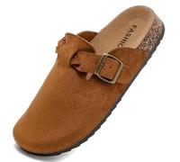 Otoepazm Mules et Sabots Homme Femme,Chaussons Cuir Liège Pantoufles Sabot Adulte- Antidérapants Semelle, Braun, 35EU