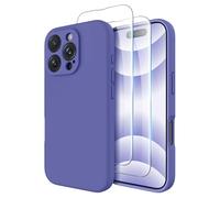 OTOFLY Compatible avec iPhone 16 Pro, compatible avec MagSafe, coque magnétique en silicone antichoc pour iPhone 16 Pro, [protection de qualité militaire] [lot de 2 protecteurs d'écran], fleur bleue