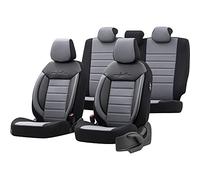 otoM Housse de sièges universel en cuir/textile 'Comfortline' Noir/Gris - 11-pièces - adapté aux Side-Airbags
