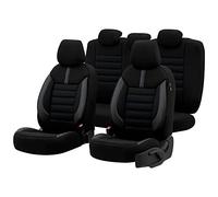 otoM Housse de sièges universel en textile/cuir 'Limited' Noir + Surpiqûres bleu - 11-pièces - adapté aux Side-Airbags