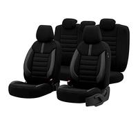 otoM Housse de sièges universel en textile/cuir 'Limited' Noir + Surpiqûres gris - 11-pièces - adapté aux Side-Airbags