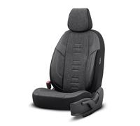 otoM Housse de sièges universel en toile/cuir/textile 'Throne' Noir/Gris - 11-pièces - adapté aux Side-Airbags
