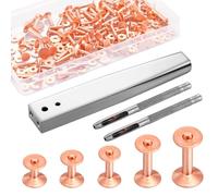 Otoolling Lot de 100 rivets et bavures en cuivre assortis pour le travail du cuir, outil de fixation en laiton avec perforateur pour ceintures, sacs à main, colliers, chaussures, vêtements