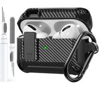 OTOPO Coque pour Airpods Pro 3 avec clip de verrouillage, coque rigide robuste Apple Airpods Pro 3e génération 2025 pour homme et femme, armure antichoc pour iPod Pro3 Gen avec kit de nettoyage, noir