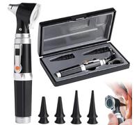 Otoscope Avec Lumière, Avec Grossissement 3x Et 4 Embouts De Spéculum, 8 Bouchons D'oreille, Ensemble D'otoscope Avec étui En Plastique Rigide Pour Adultes, Enfants Et Animaux Domestiques, Noir