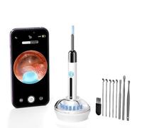 Otoscope Oreille,1080P HD Flexible Camera Iscope, Base Charge UV-C,Otoscope Professionnel IP67 Étanche à 6 LEDs,Prise en Charge Android/iOS(Blanc).